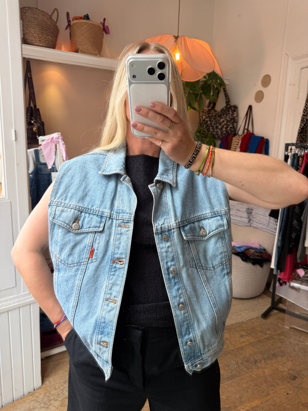 Vintage denim oversized gilet