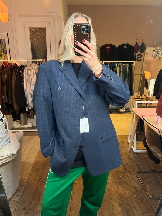 Oversized vintage blauwe blazer