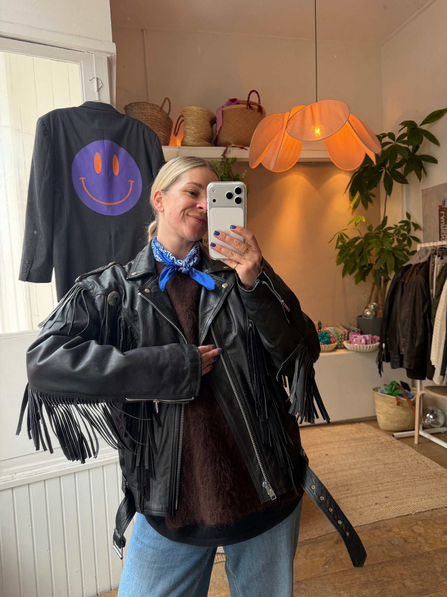 Vintage oversized leather bikerjack