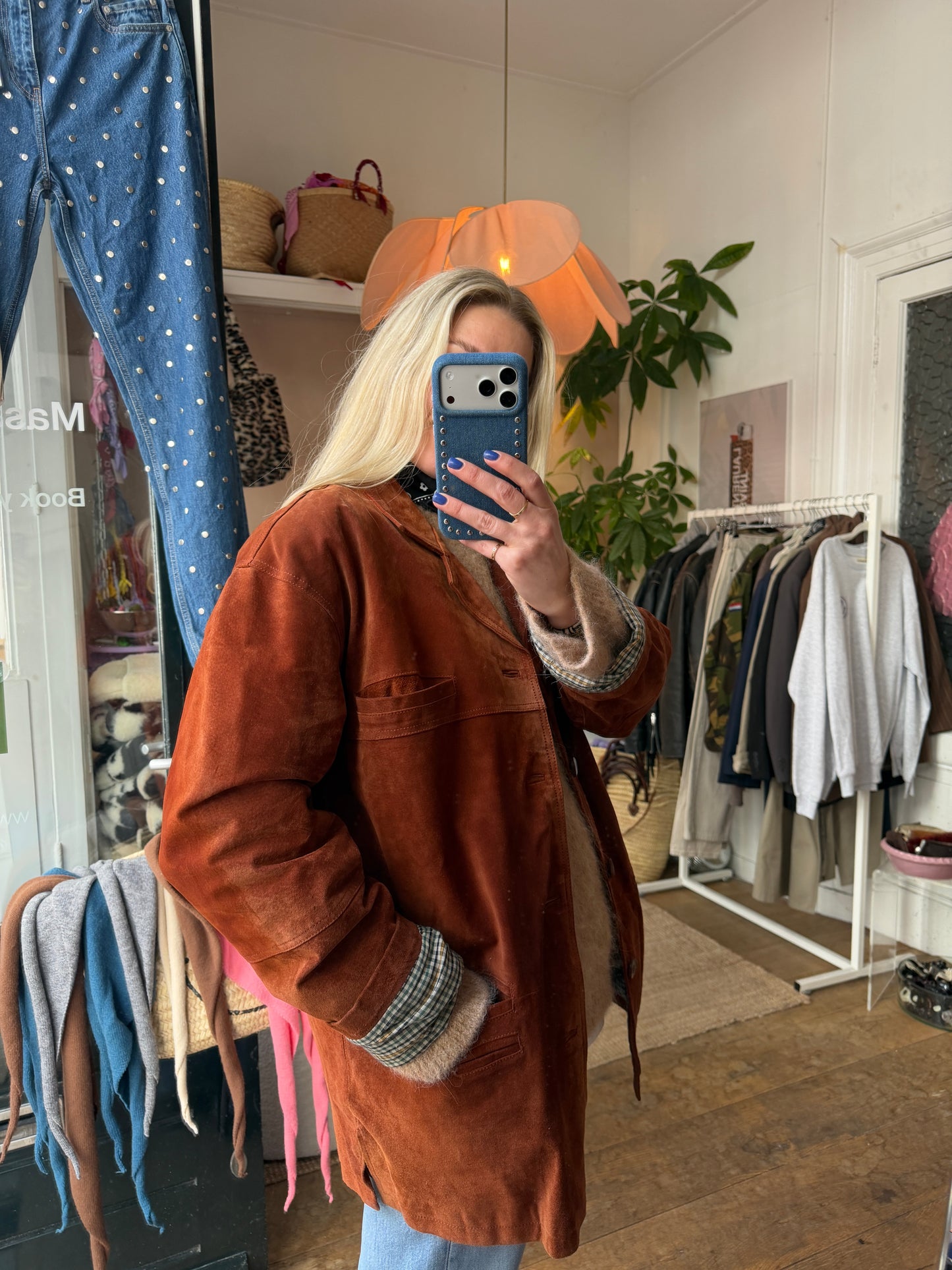 Vintage leren suède jack