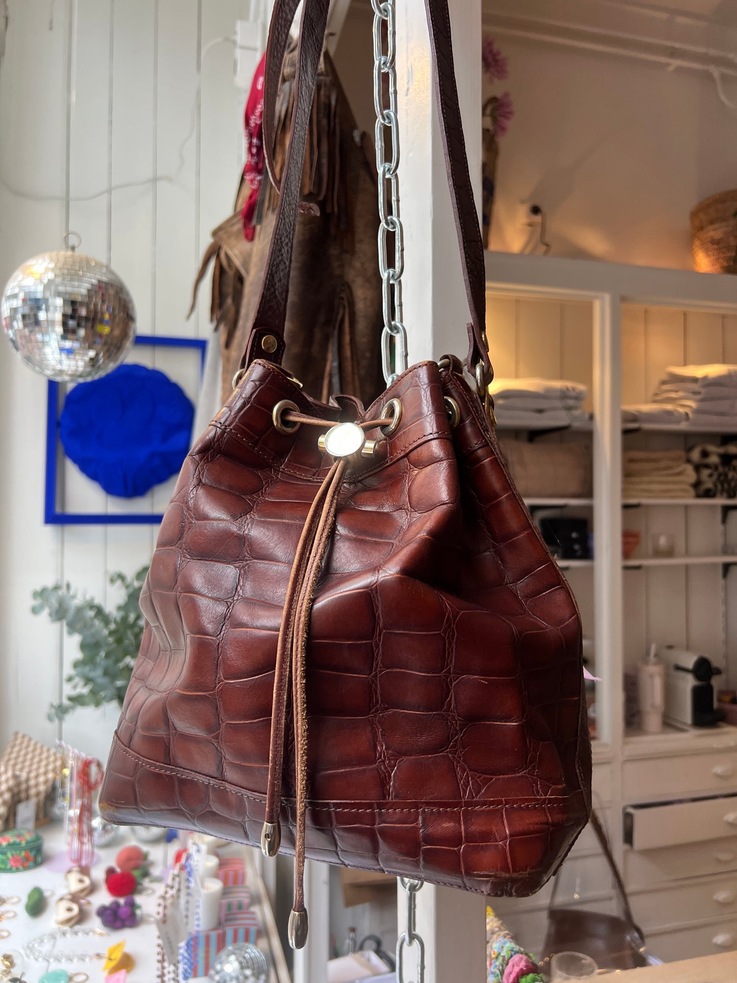 Leren bucket buideltas crossbody tas