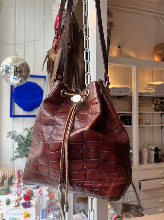 Leren bucket buideltas crossbody tas