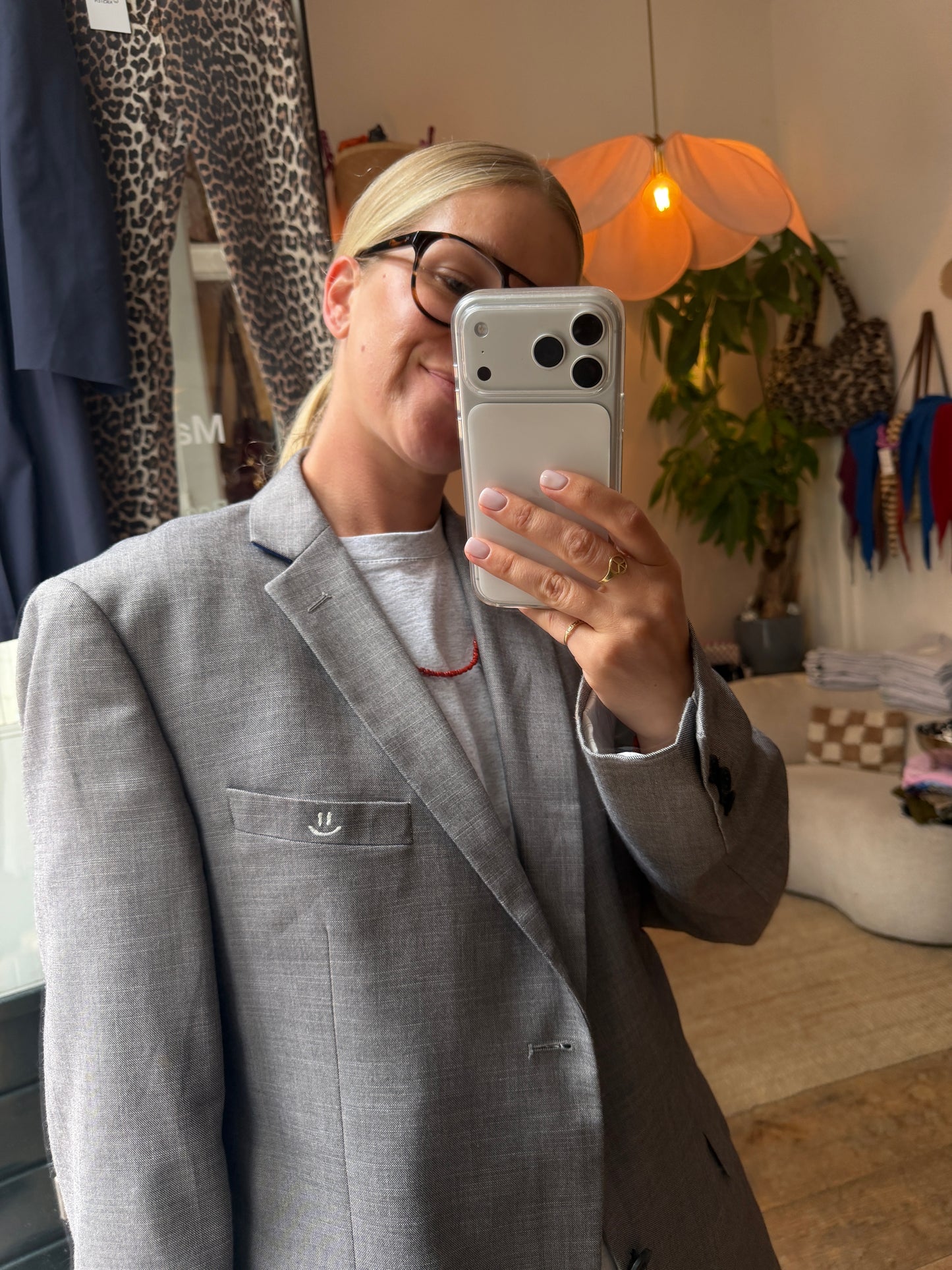 Vintage oversized blazer light grey ◡̈