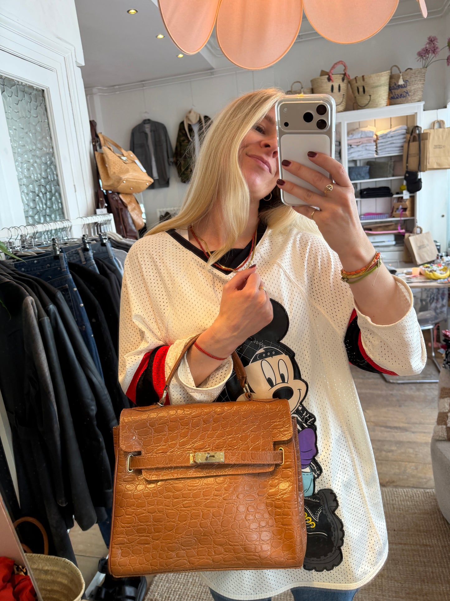 Vintage leren croco tas
