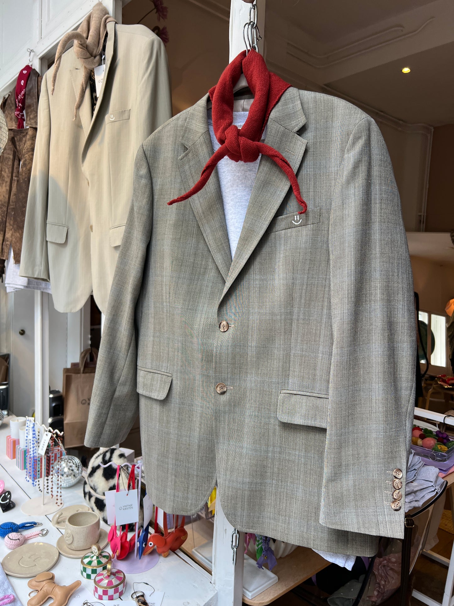 Vintage oversized blazer grijs/groen