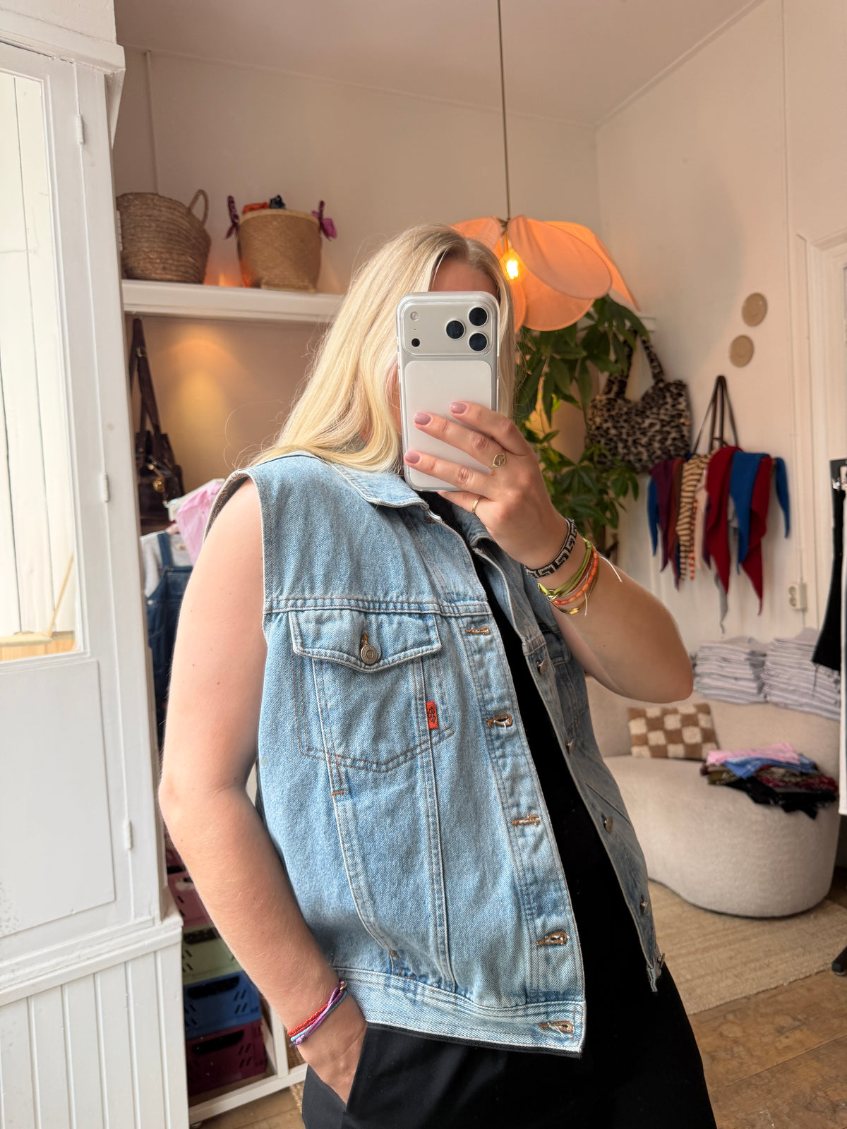 Vintage denim oversized gilet