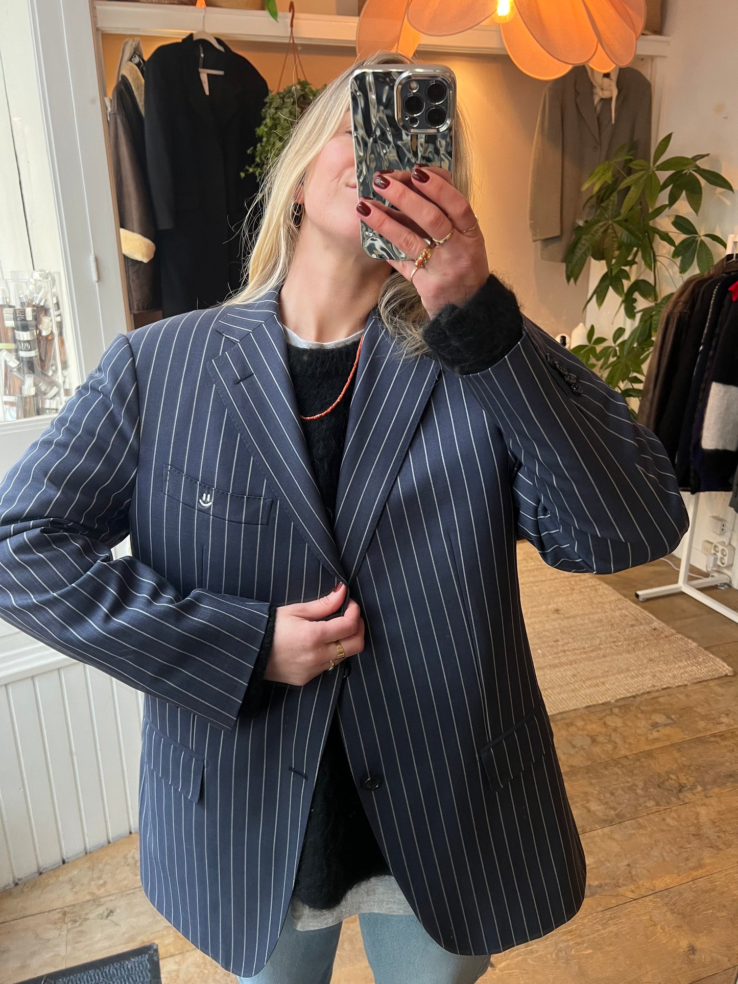 Vintage oversized blazer gestreept