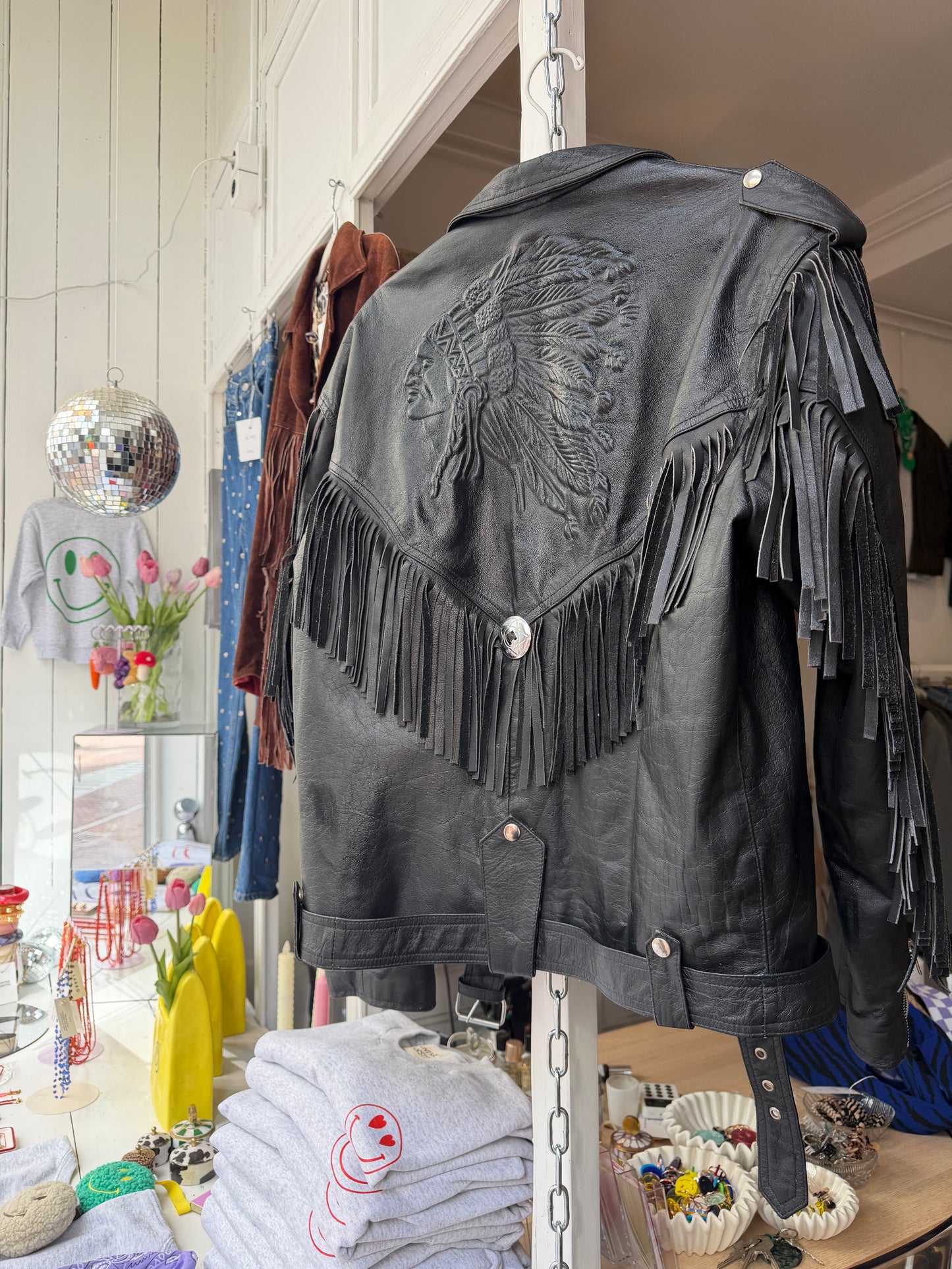 Vintage oversized leather bikerjack