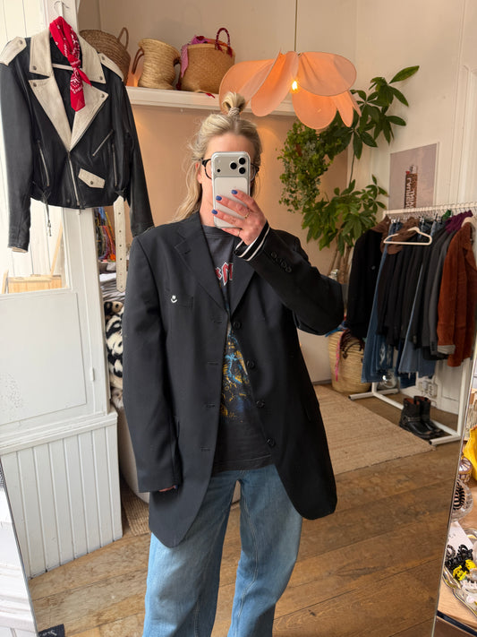 Vintage oversized zwarte blazer