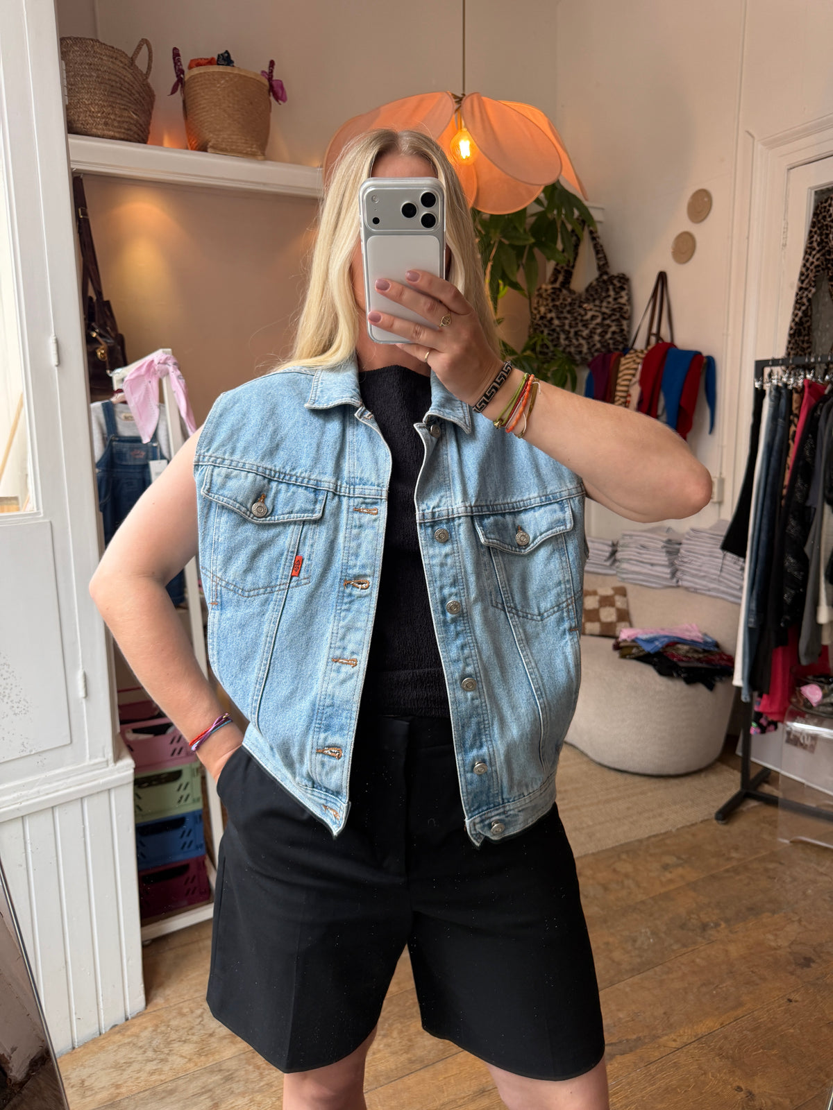 Vintage denim oversized gilet
