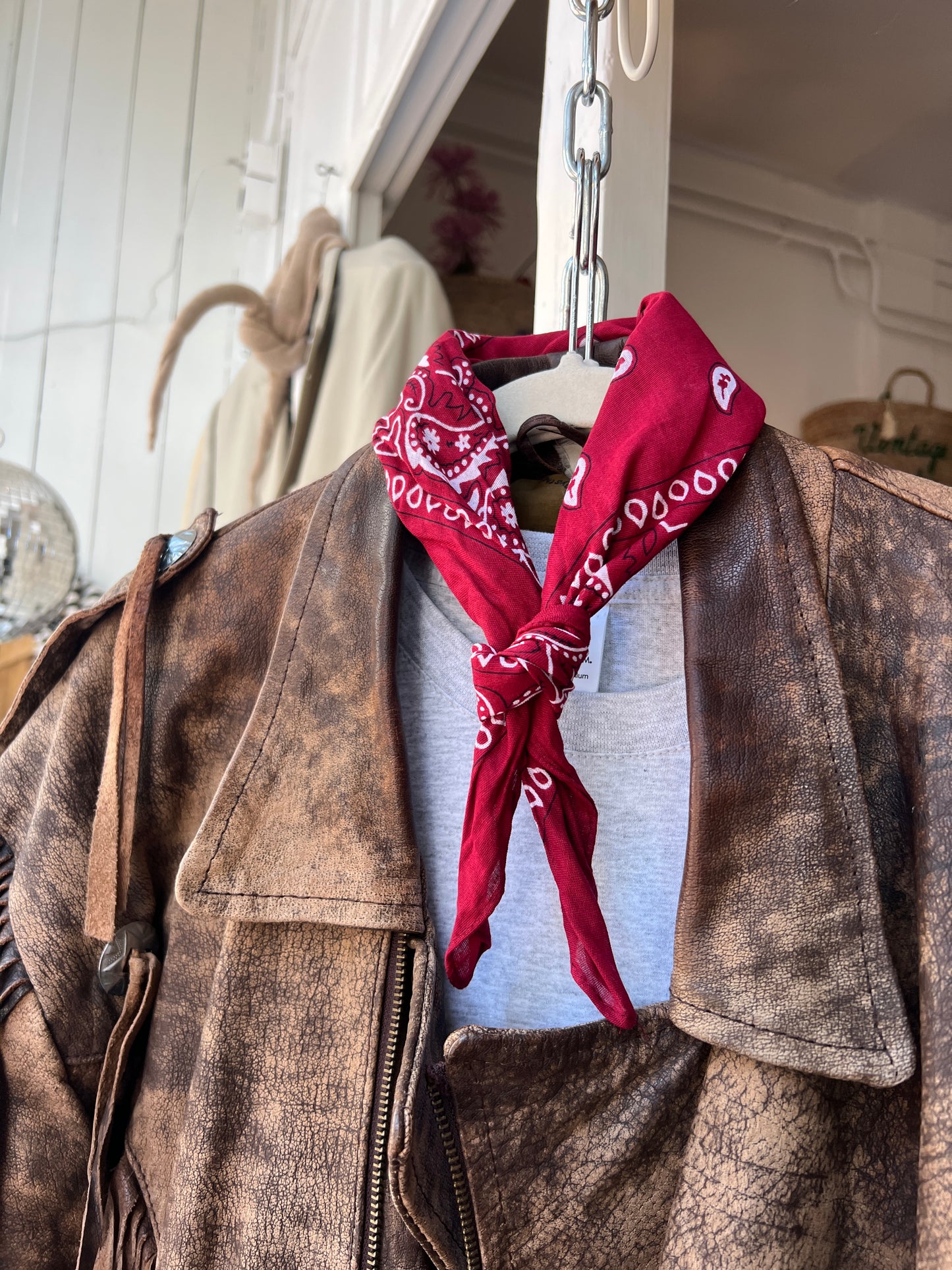 Leren bruine vintage jack fringe