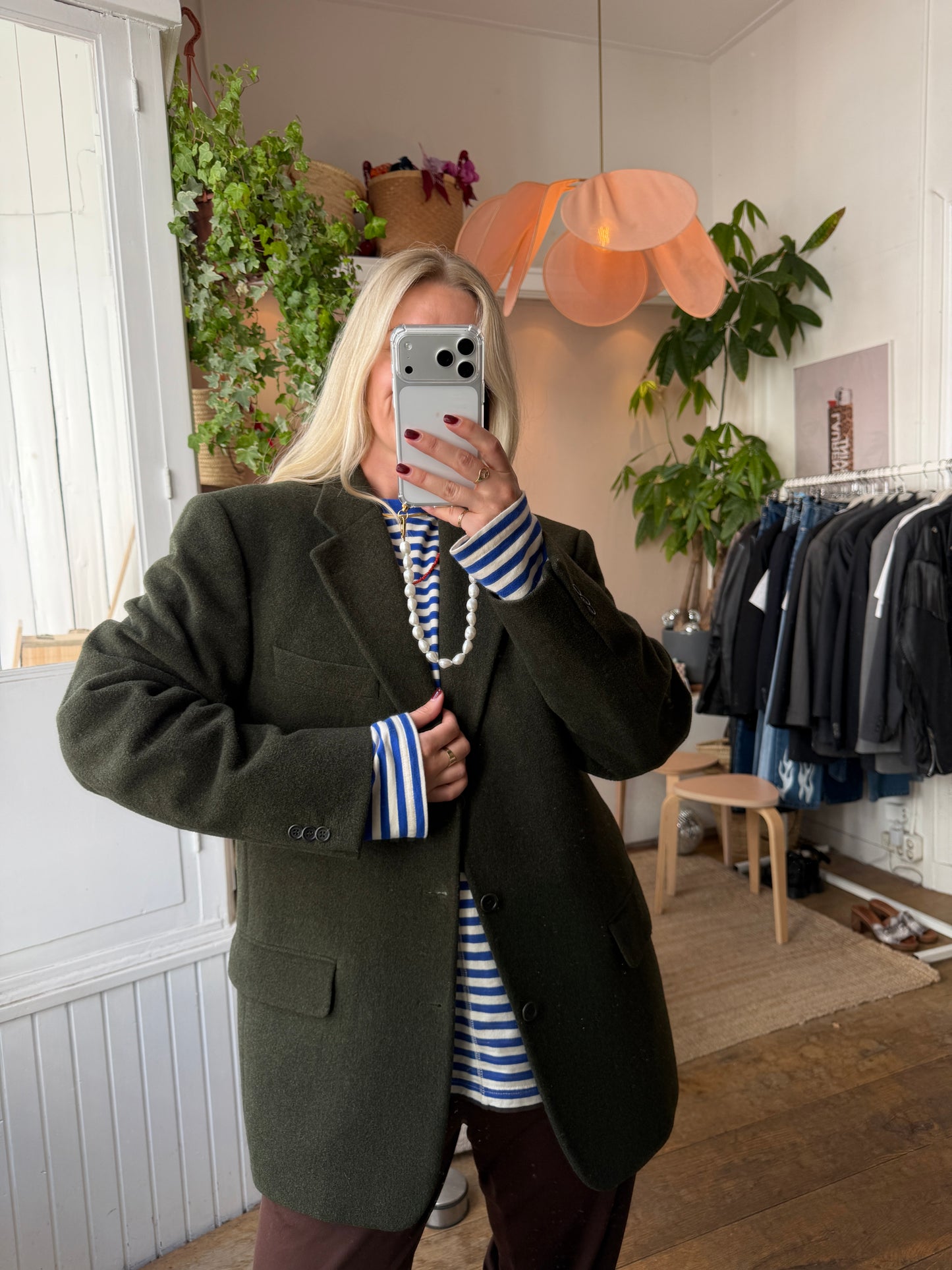 Vintage oversized wol/cashmere green blazer