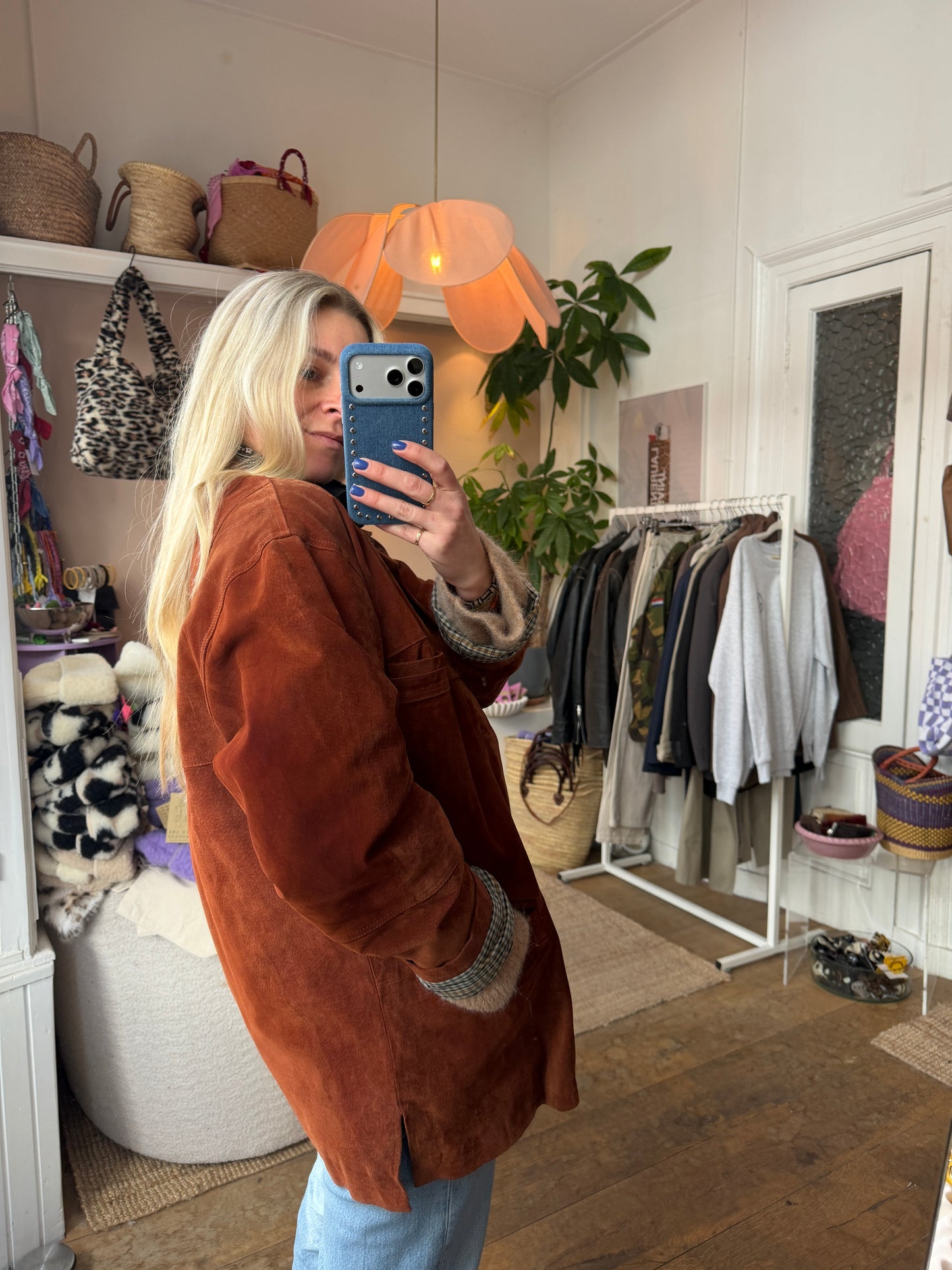 Vintage leren suède jack