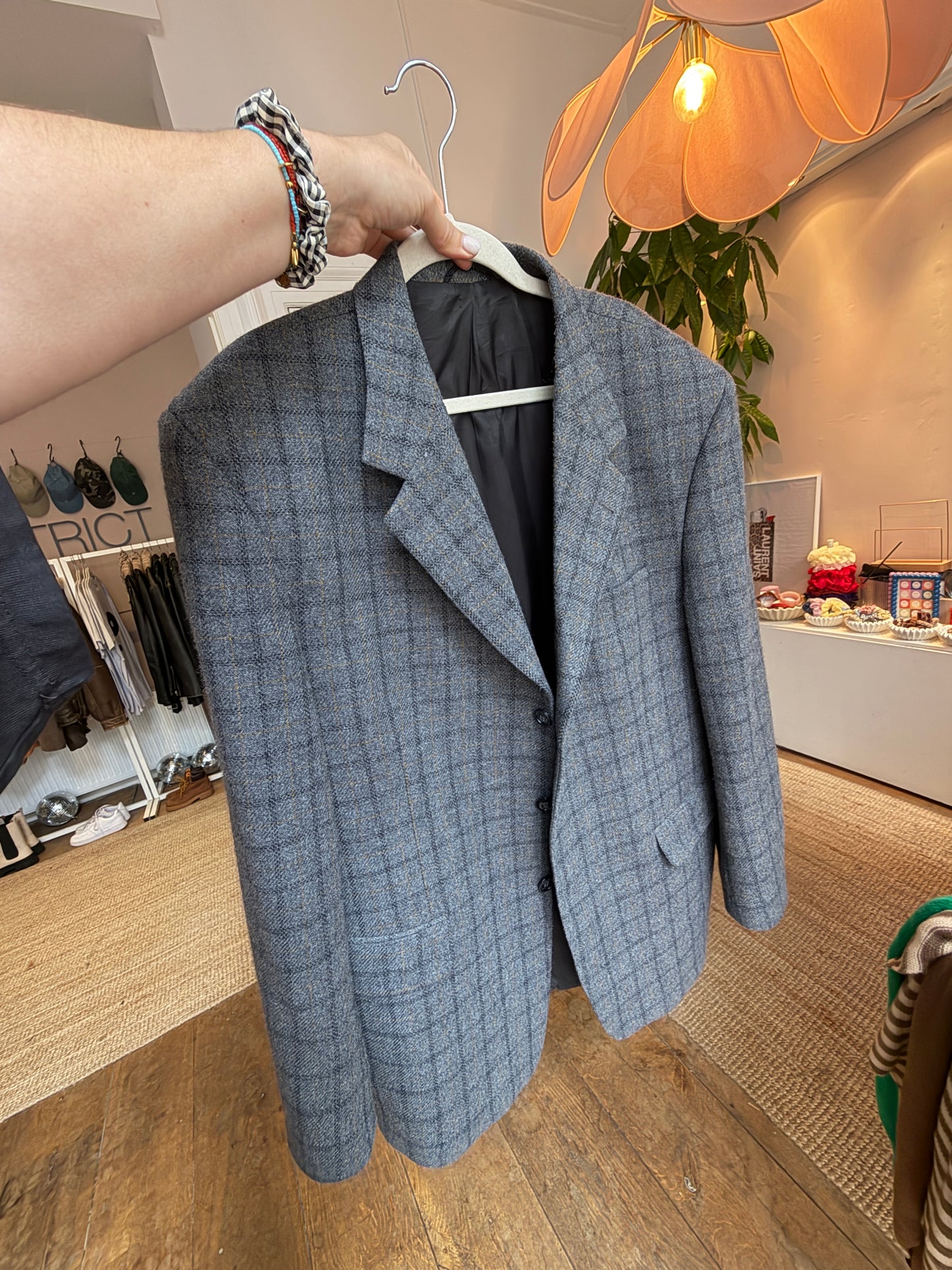 Vintage oversized striped grey wool blazer