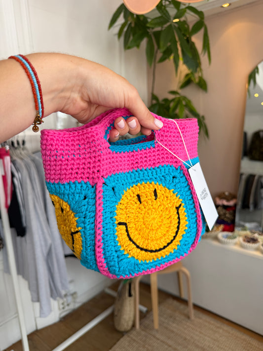 Smiley handmade crochet bag