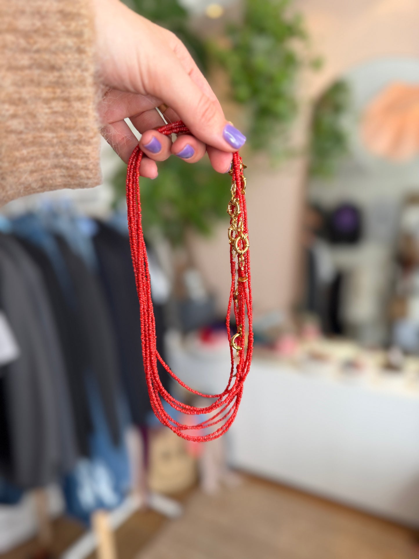 Vintage bloedkoraal ketting (boeislot)