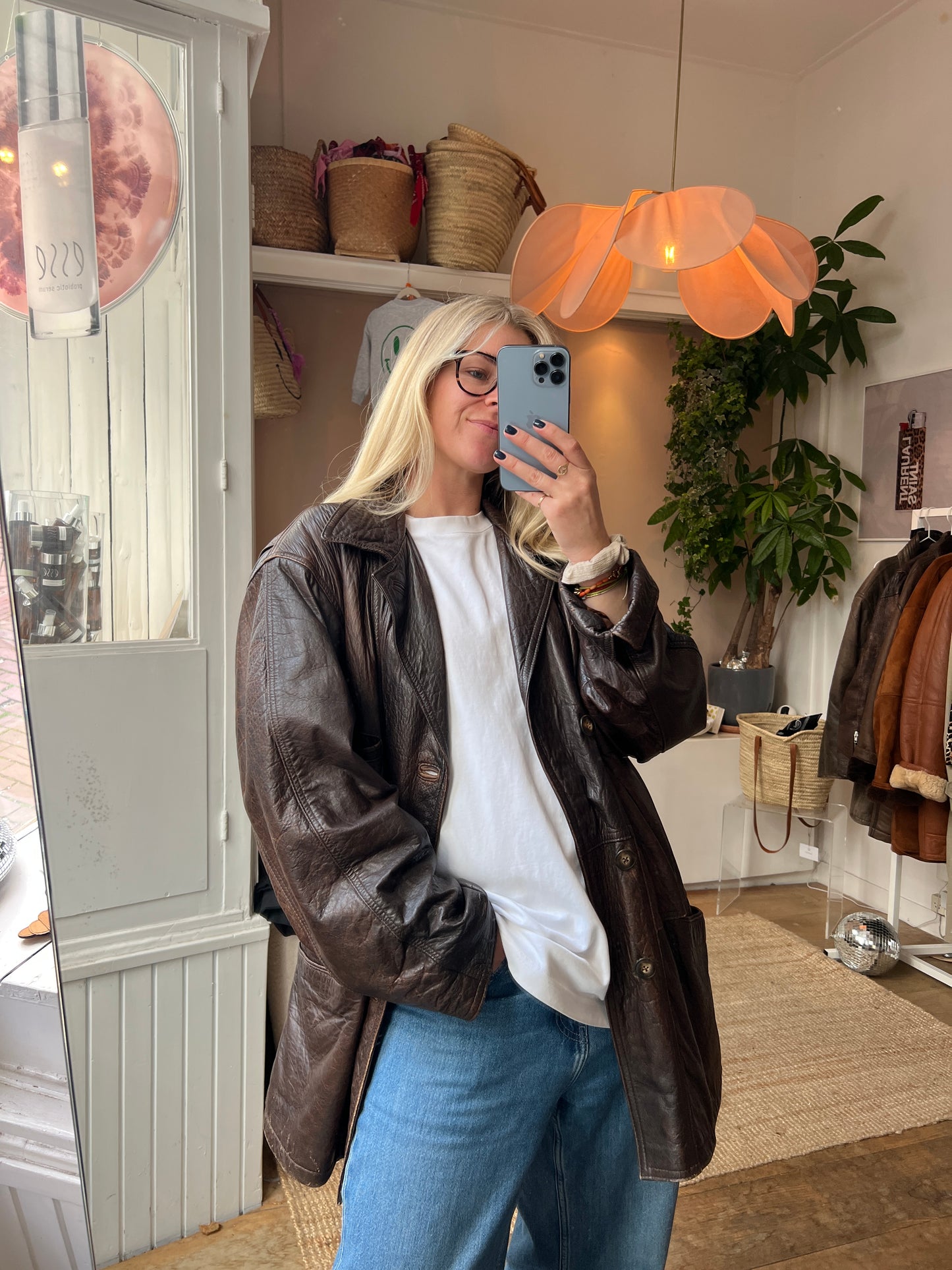 Vintage leren jack bruin