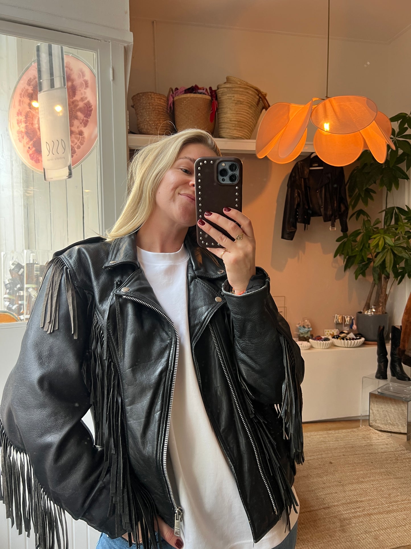 Leren fringe bikerjack