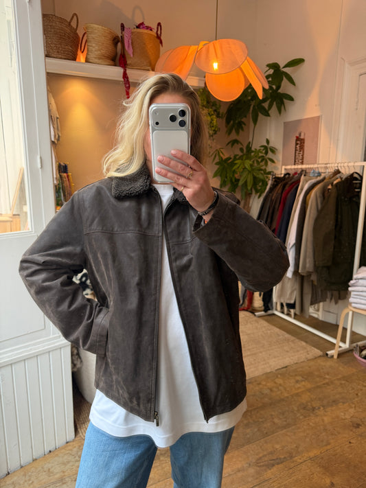 Leren suède bomberjack