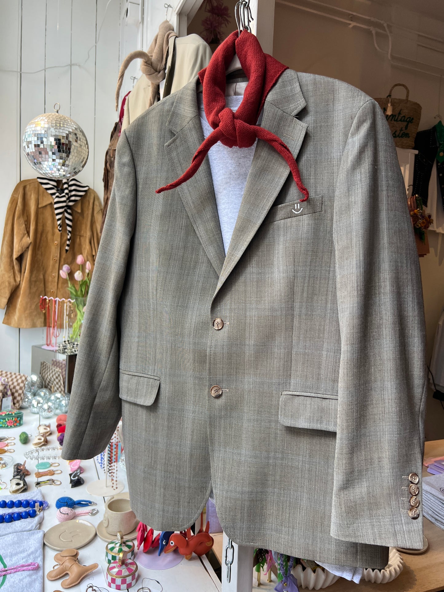 Vintage oversized blazer grijs/groen