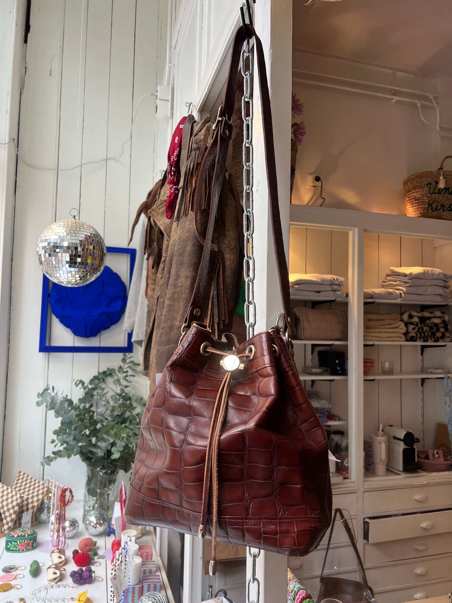 Leren bucket buideltas crossbody tas