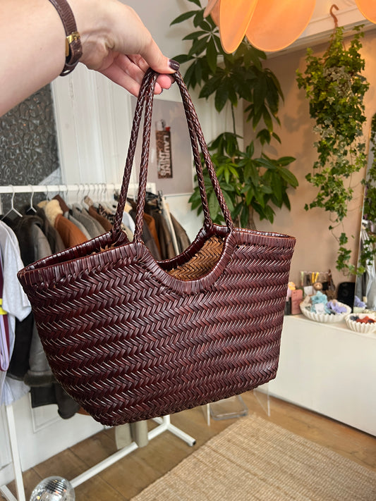 Leather woven bag