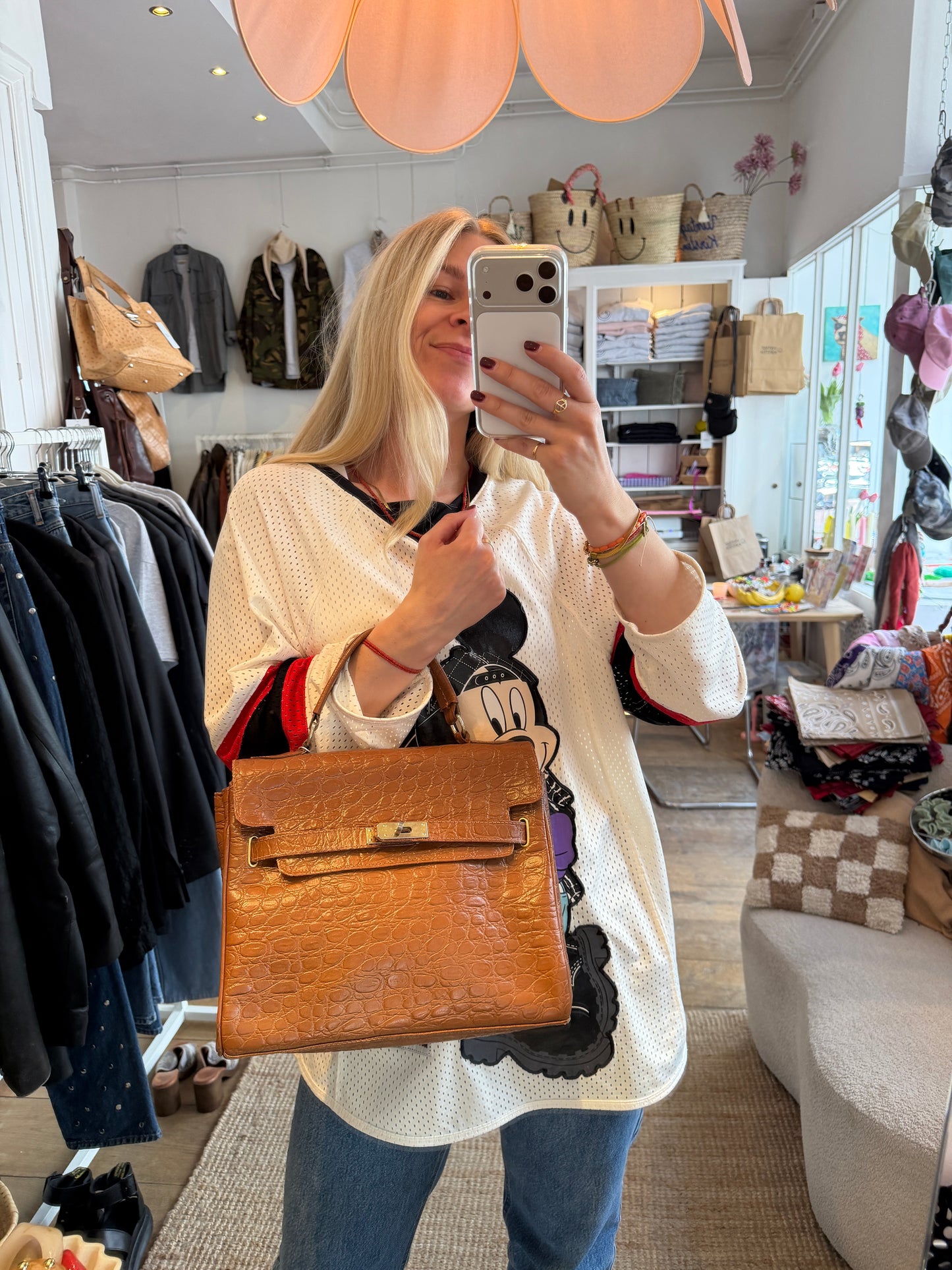 Vintage leren croco tas
