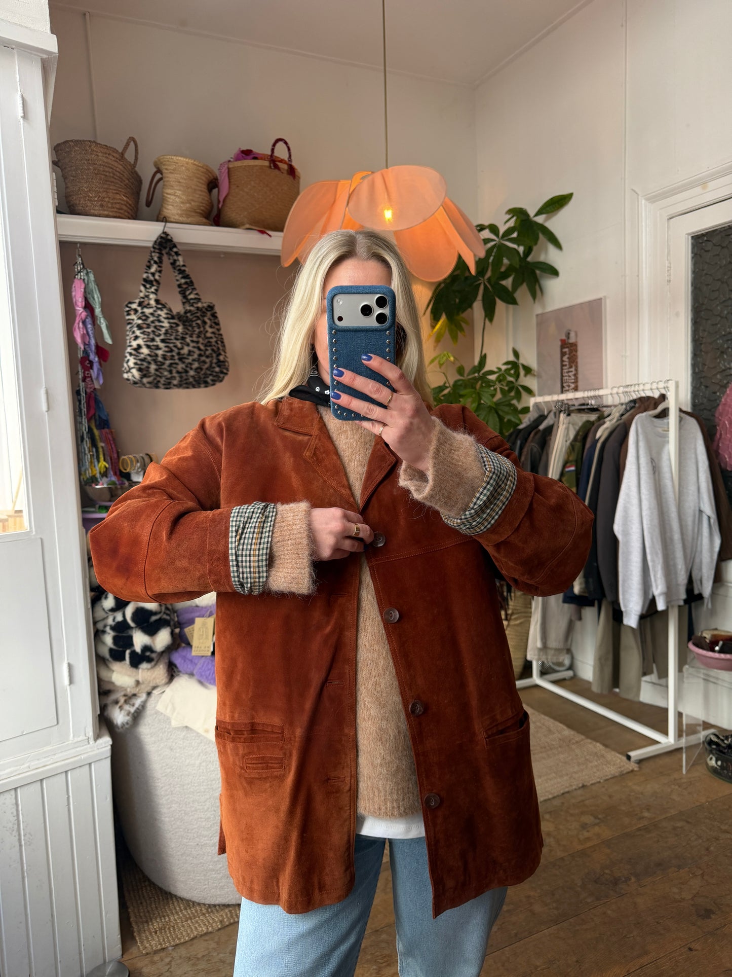 Vintage leren suède jack