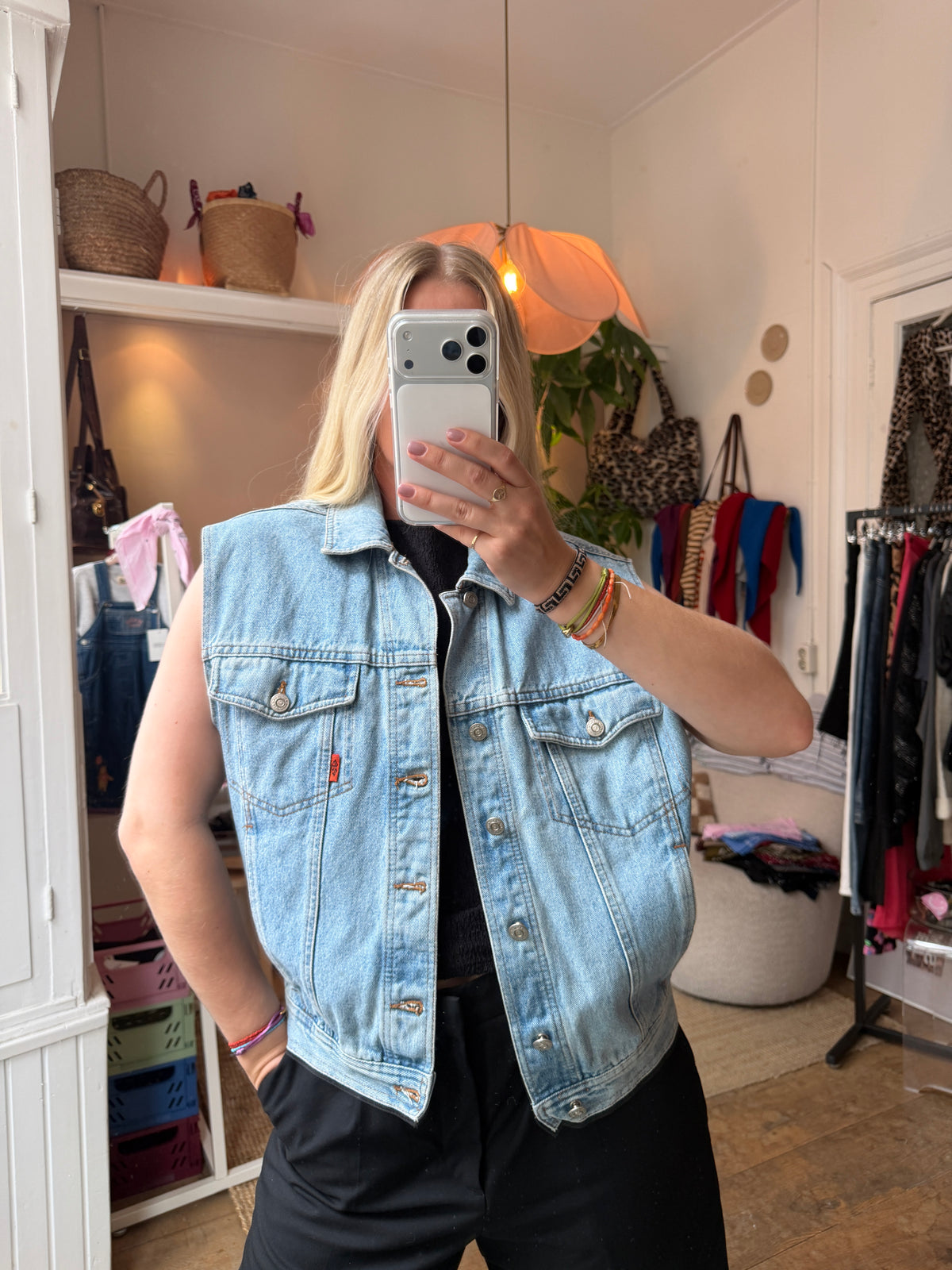 Vintage denim oversized gilet