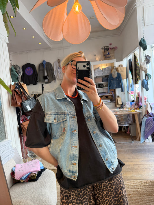 Vintage denim oversized gilet