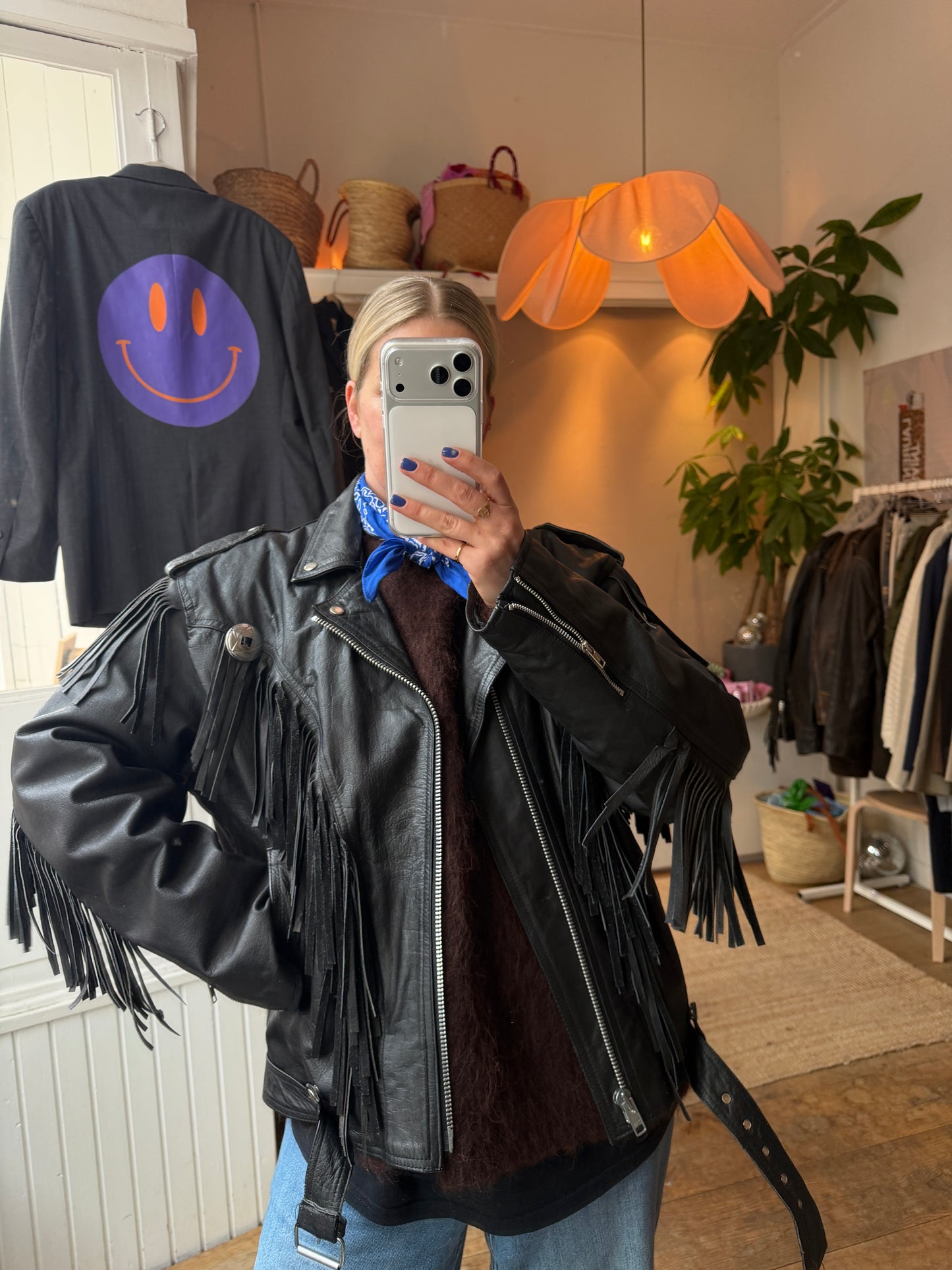 Vintage oversized leather bikerjack