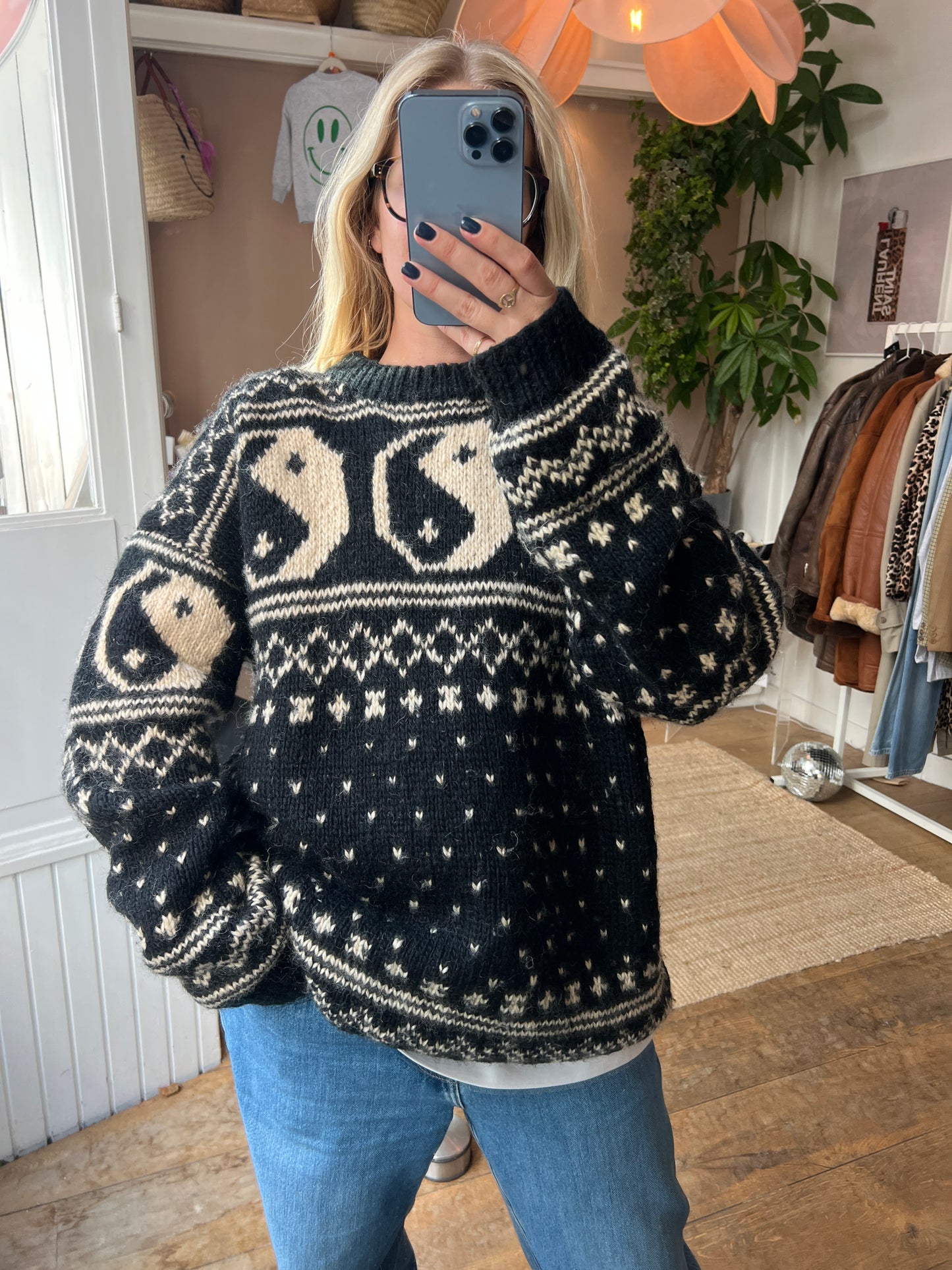 100% wollen yin yang trui