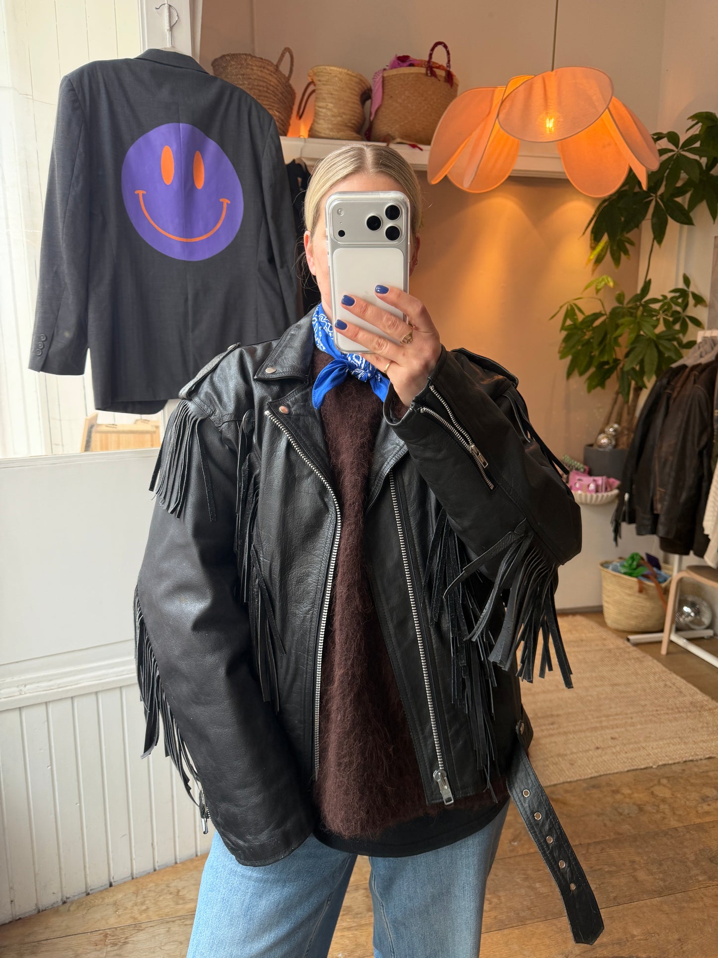 Vintage oversized leather bikerjack