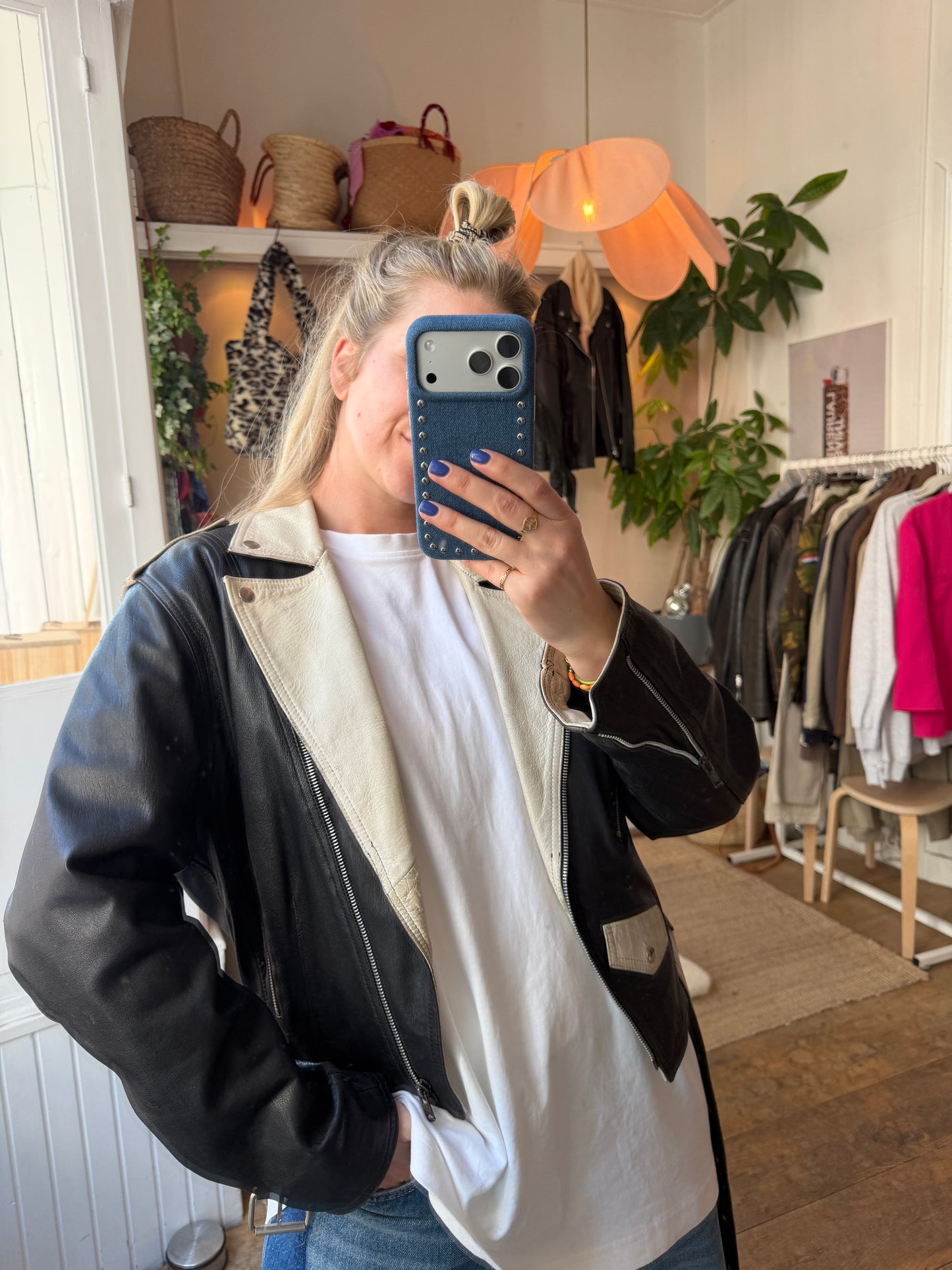 Vintage leren motorjack