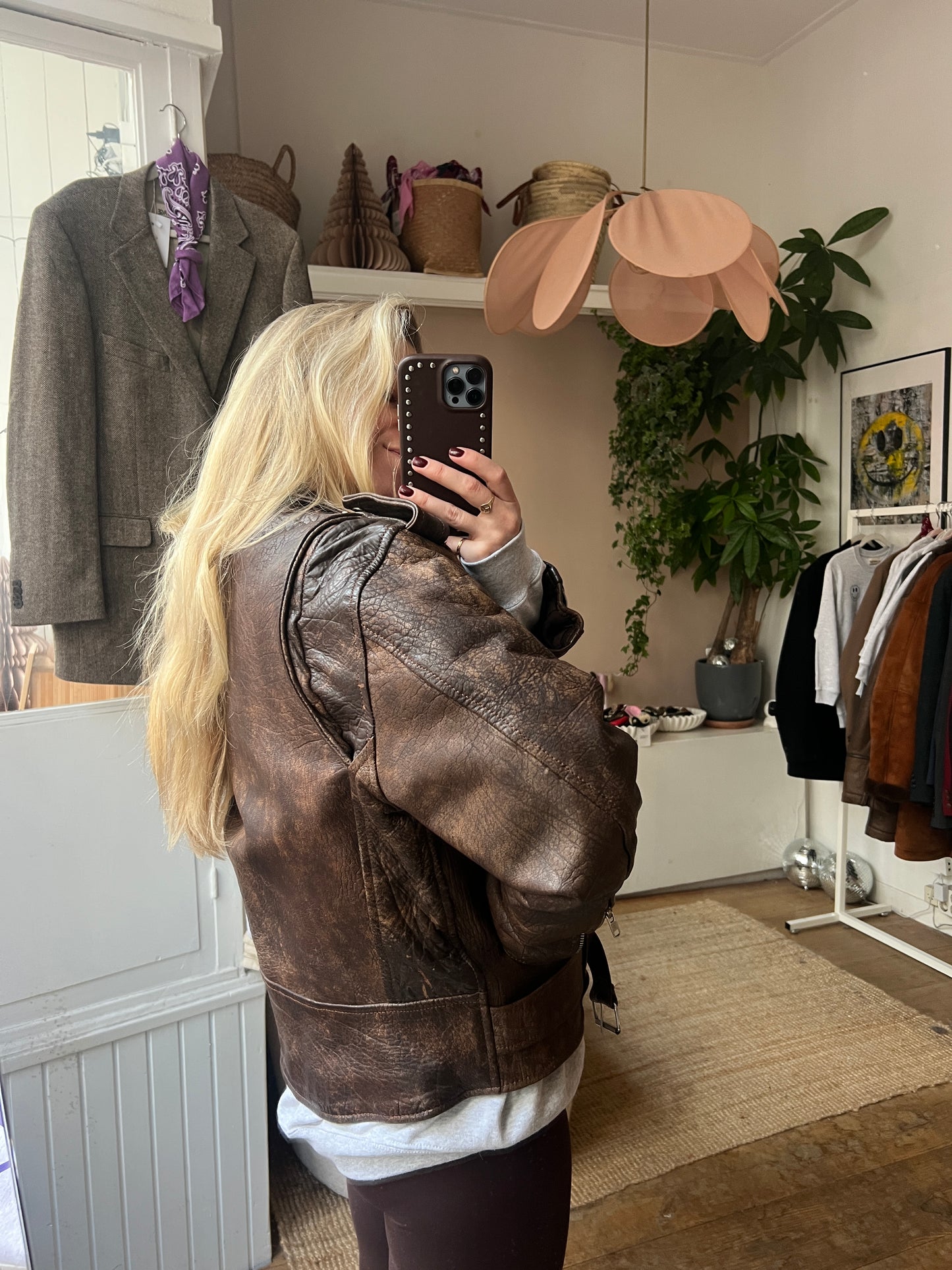 Leather brown bikerjack