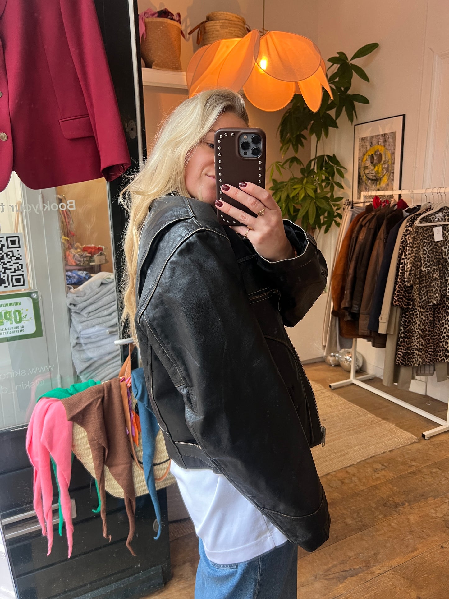 Leren vintage motorjack