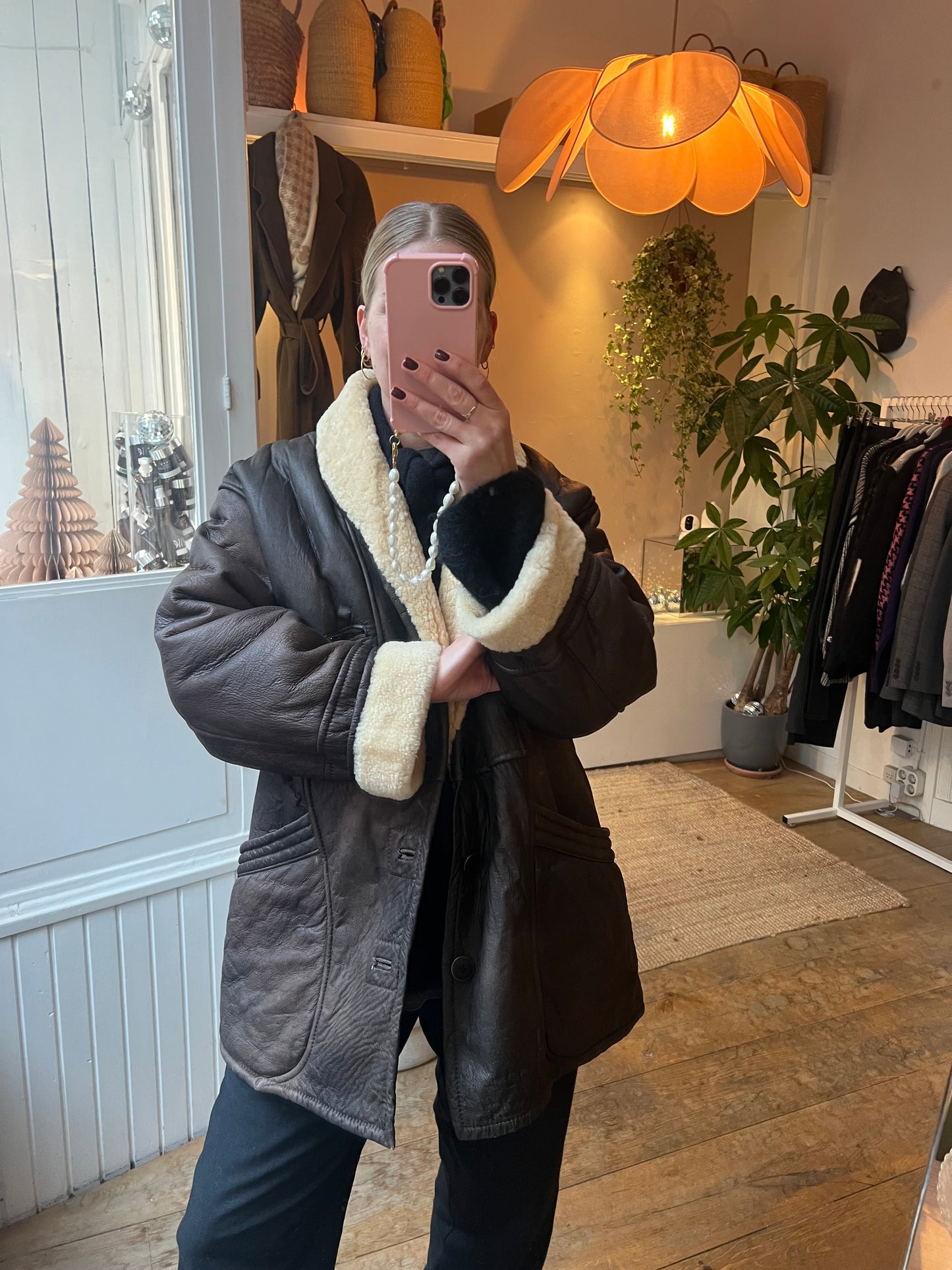 Oversized vintage lammy coat bruin