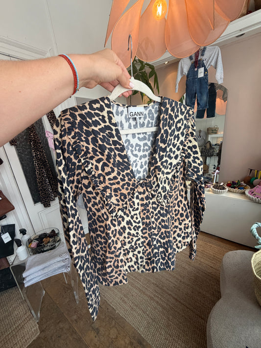 Ganni blouse luipaard