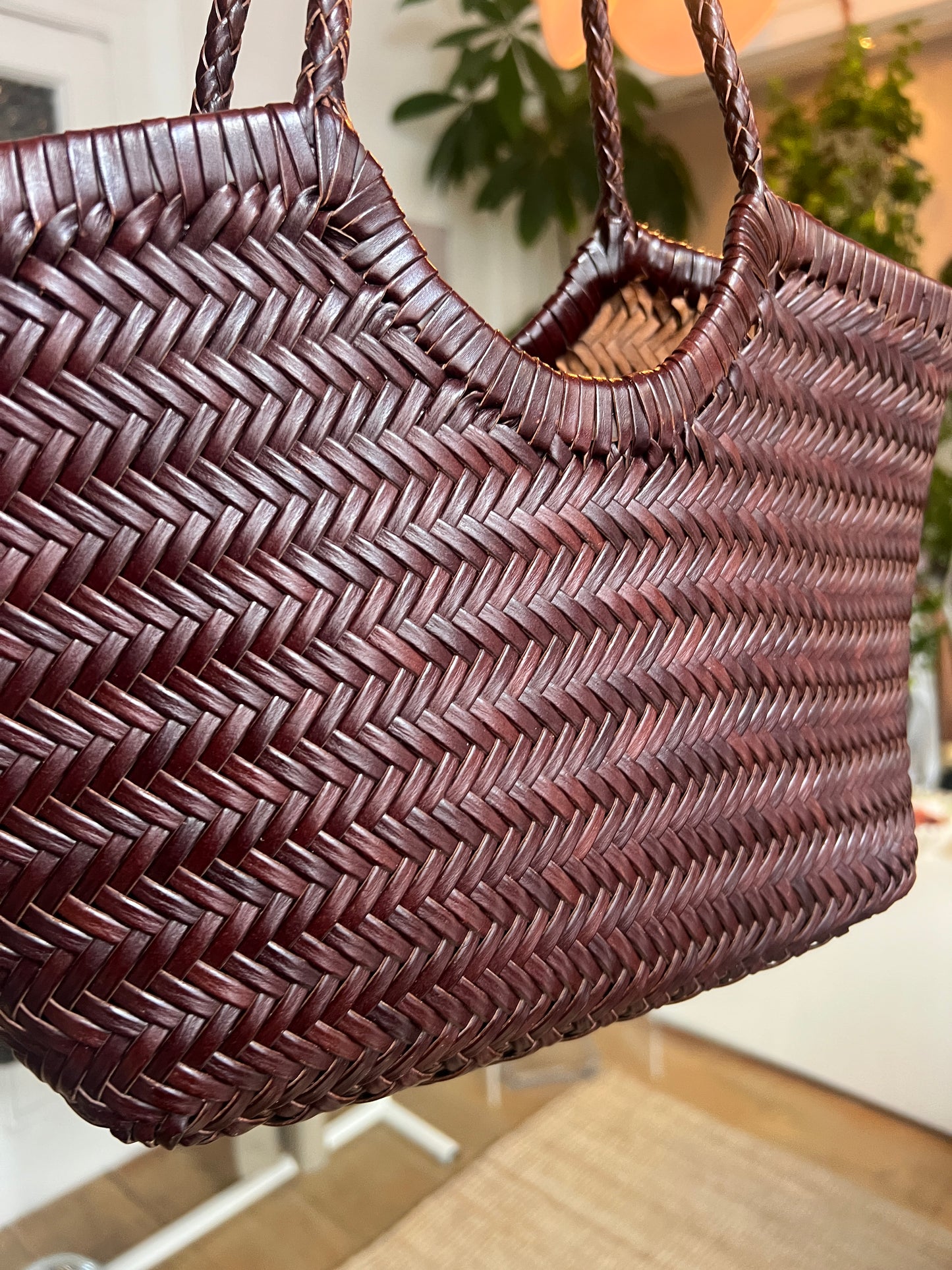 Leather woven bag