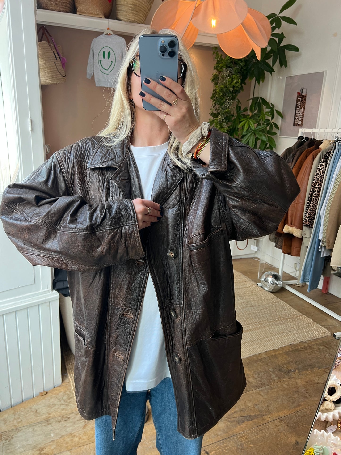 Vintage leren jack bruin