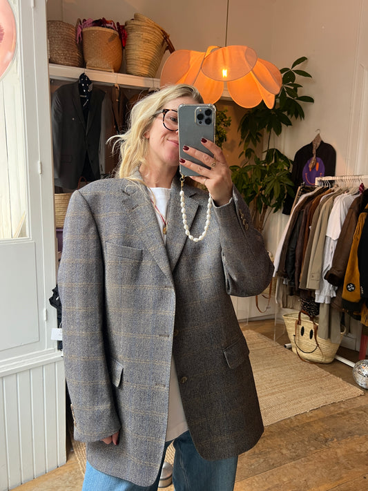 Vintage oversized grijze blazer