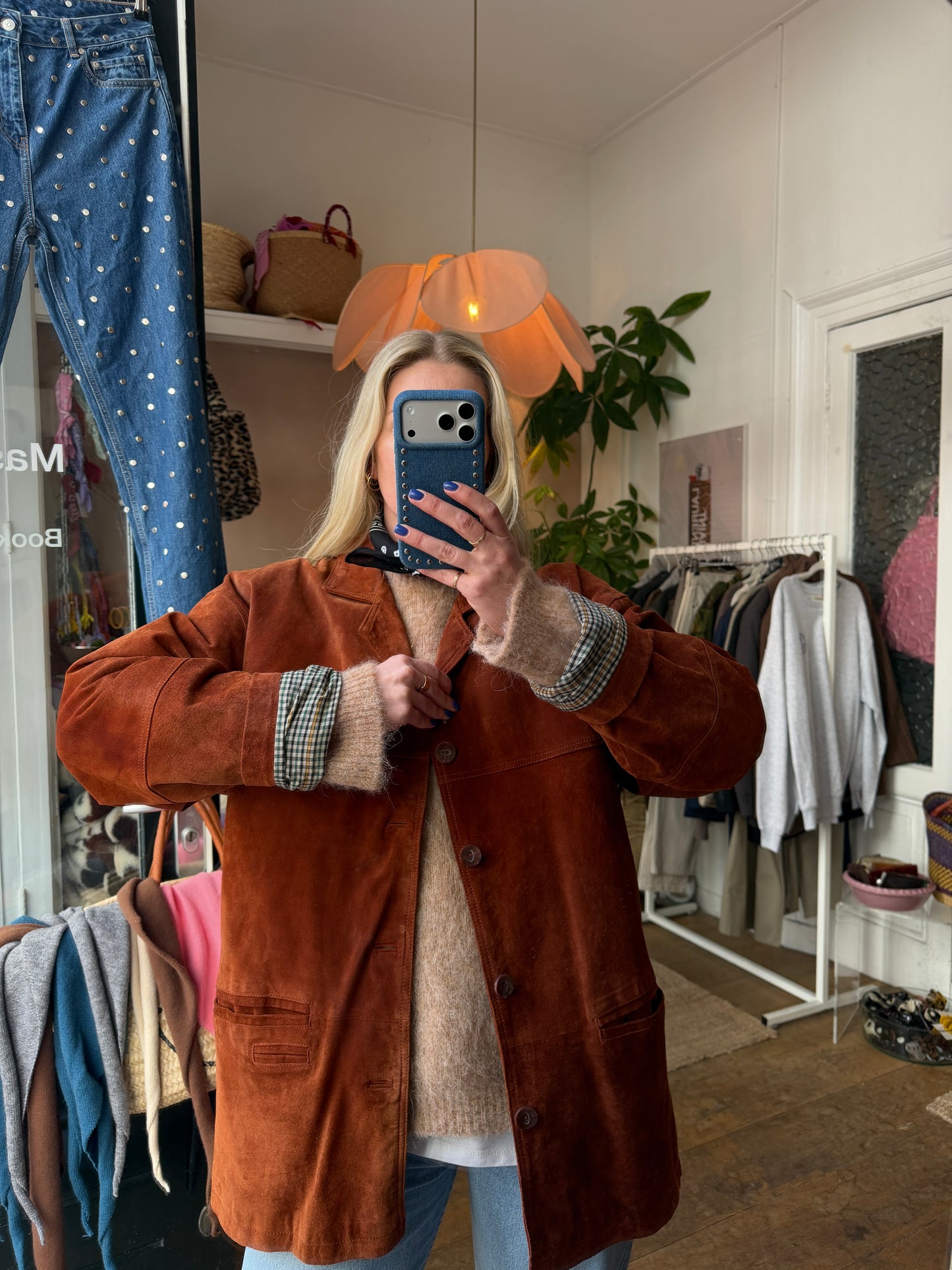 Vintage leren suède jack