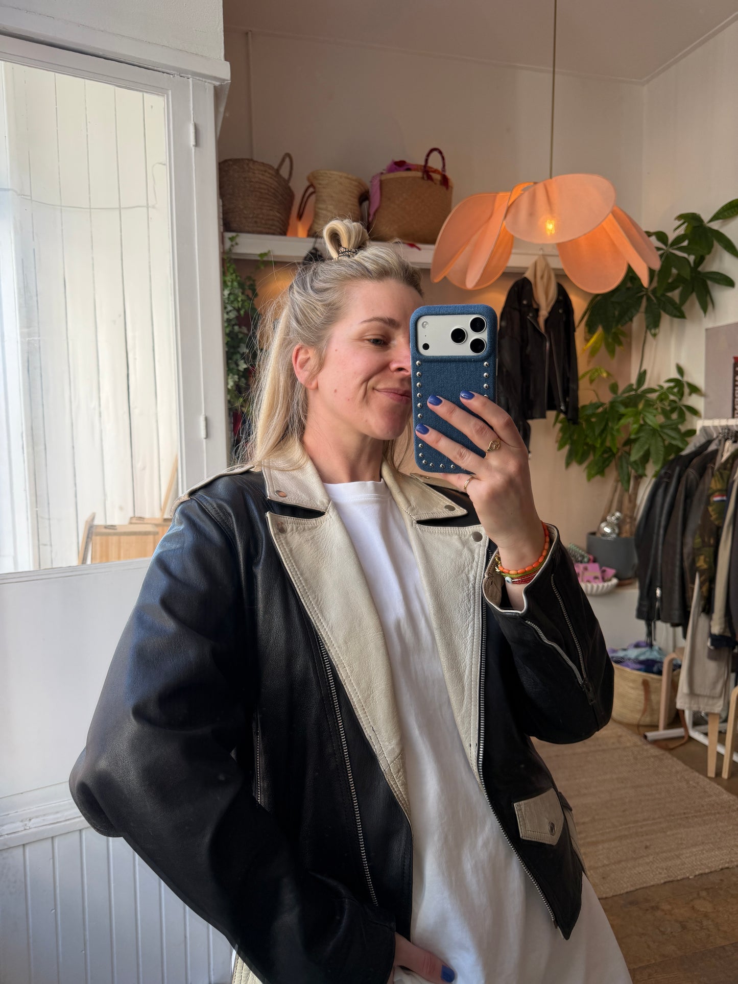 Vintage leren motorjack