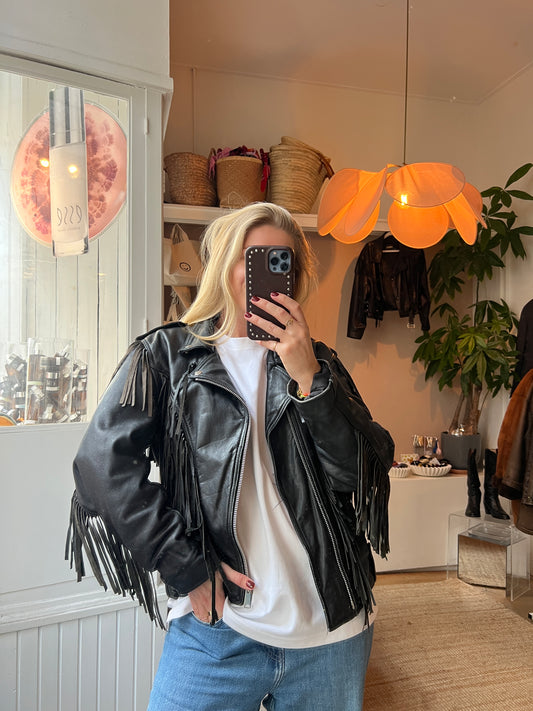 Leren fringe bikerjack