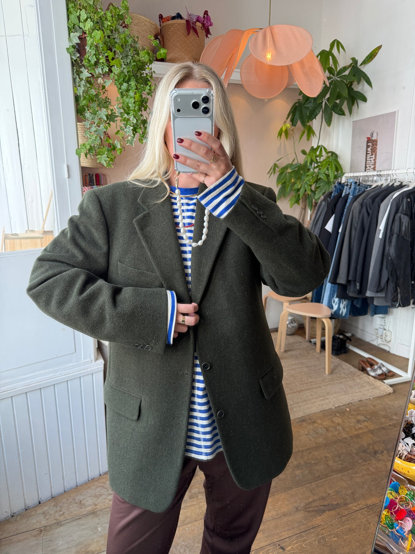 Vintage oversized wol/cashmere green blazer