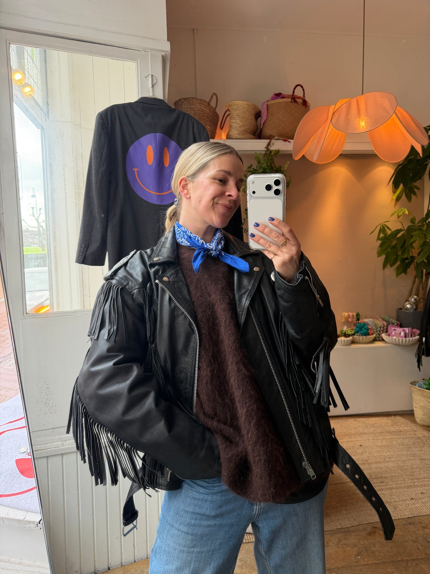 Vintage oversized leather bikerjack