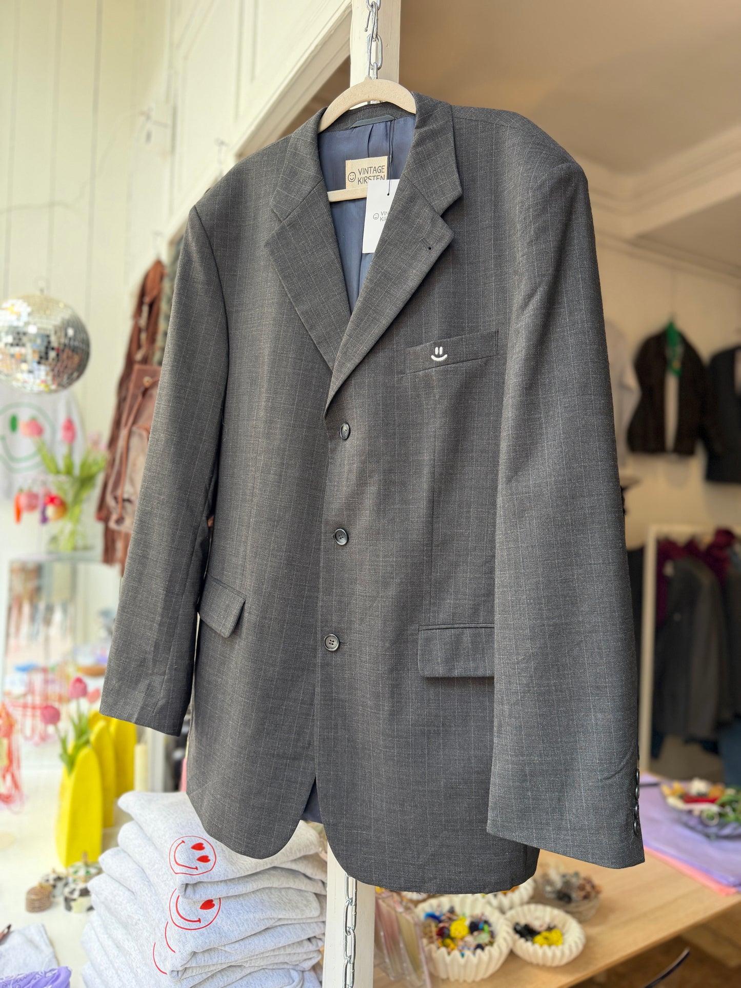 Vintage oversized blazer grijs smile