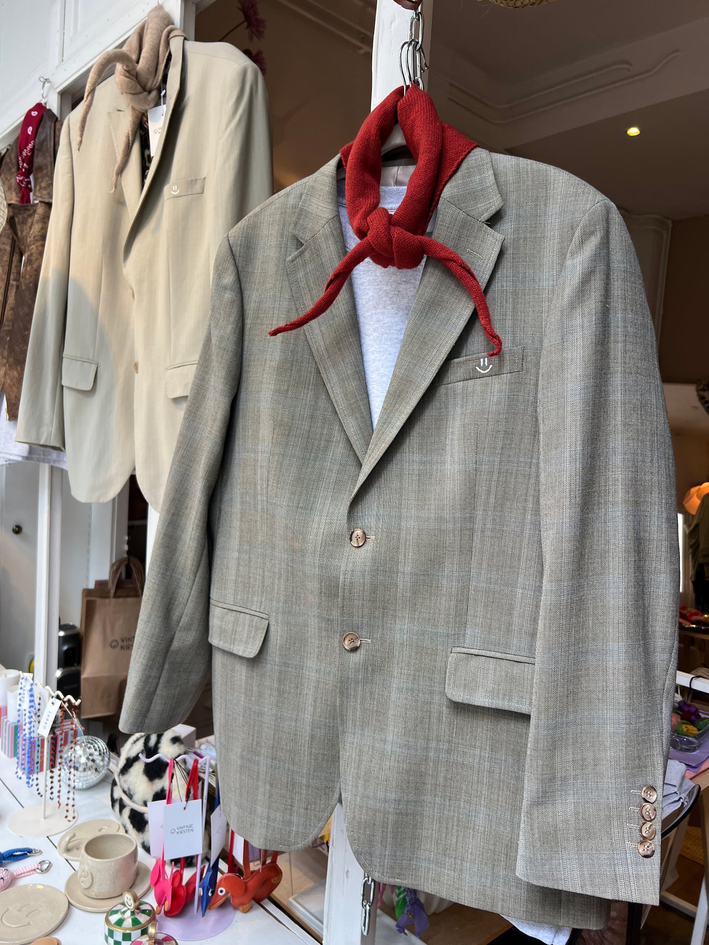 Vintage oversized blazer grijs/groen