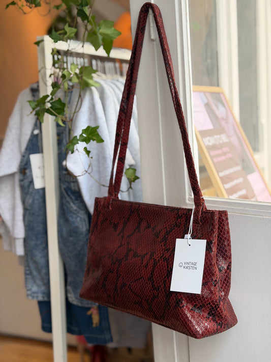Leather snake shoulder bag