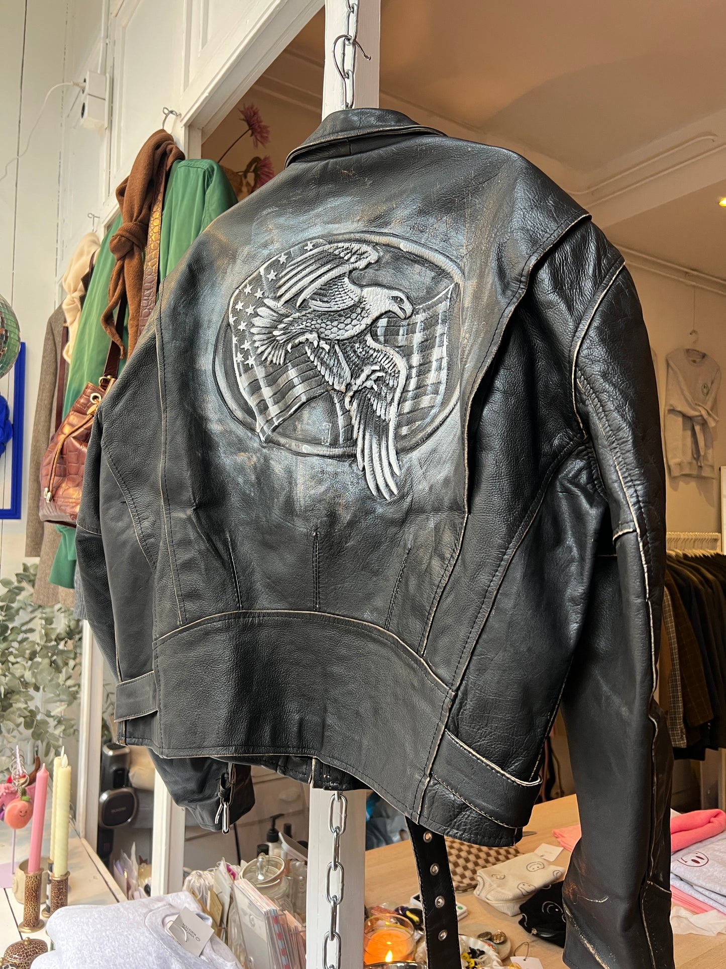 Leren vintage motorjack